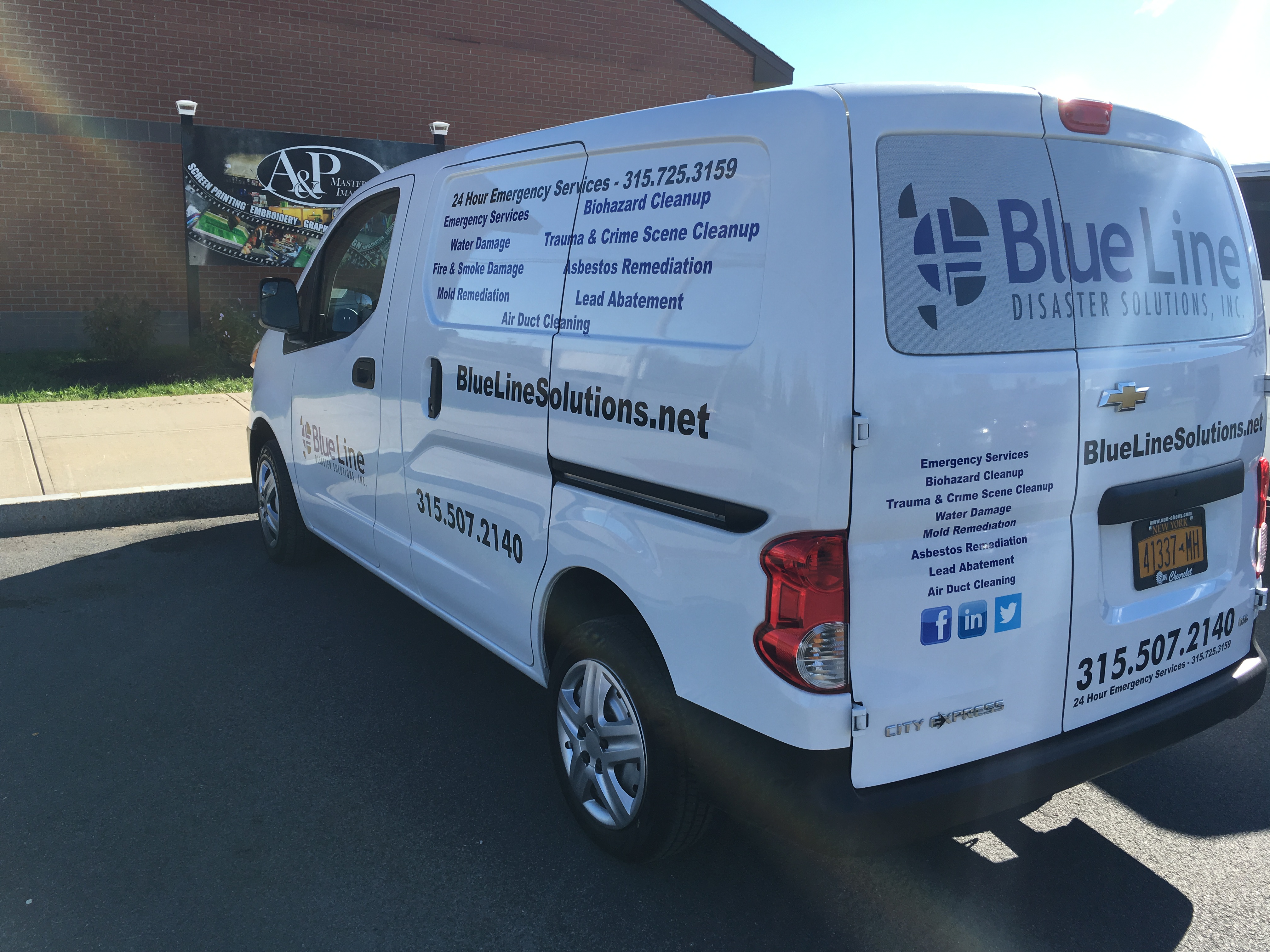 A&P Master Images Blue Line Disaster Solutions Van Wrap